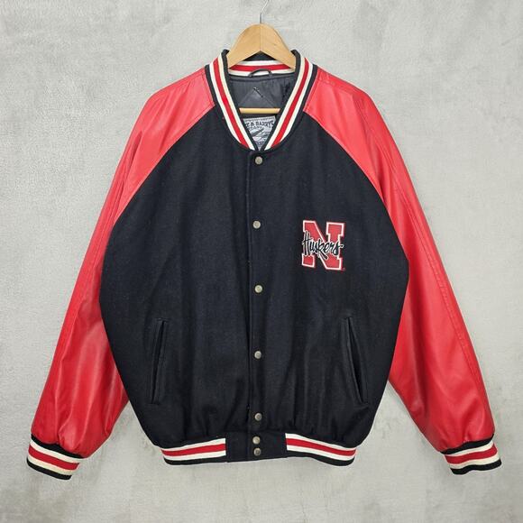 Steve & Barry's Other - Vintage Steve & Barry’s Nebraska Huskers Coat Jacket XL Wool Faux Leather 90s